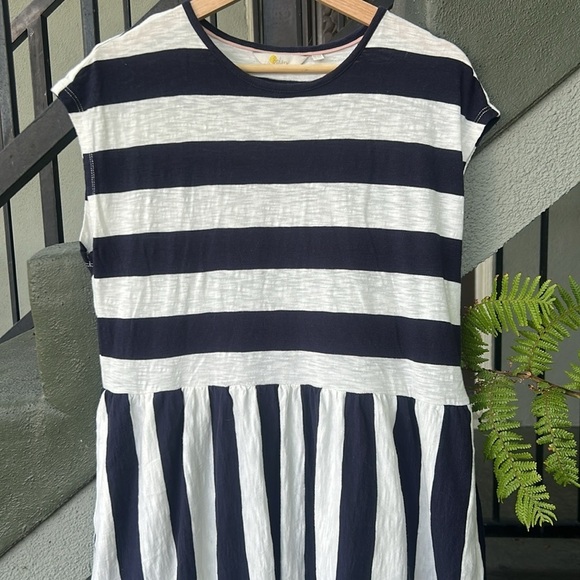 Boden British Striped Cotton Midii Dress Nautical Sailor Jersey Dress Sz 12 - Picture 2 of 6